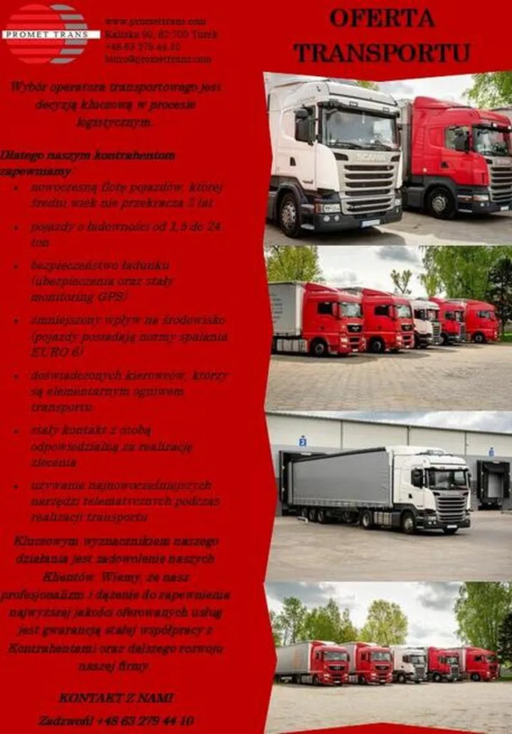 Oferta transportowa wzór